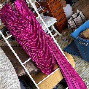 Stunning Magenta Draped Evening Gown